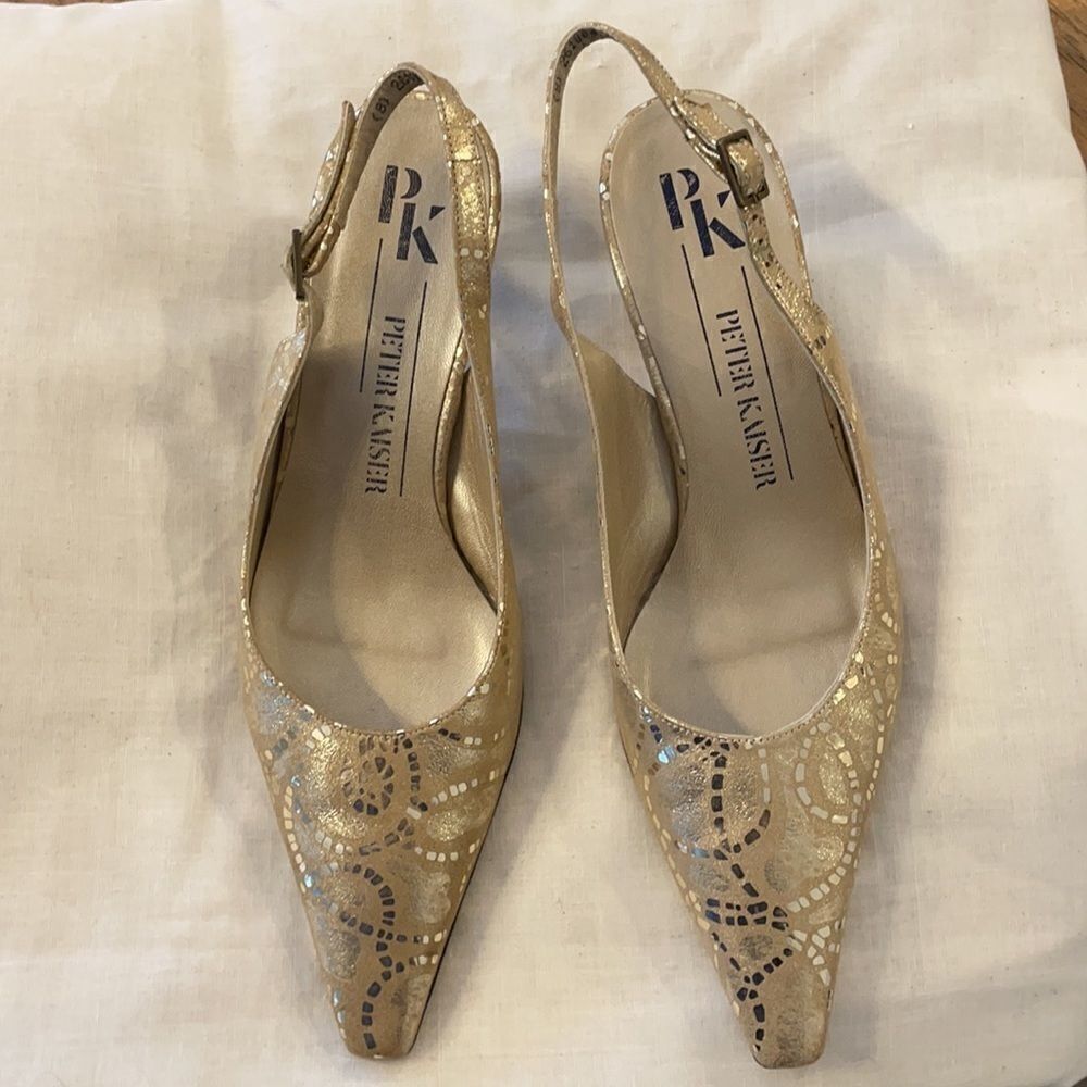 PETER KAISER GOLD MIRO SHOES. NEW - Picture 3 of 10